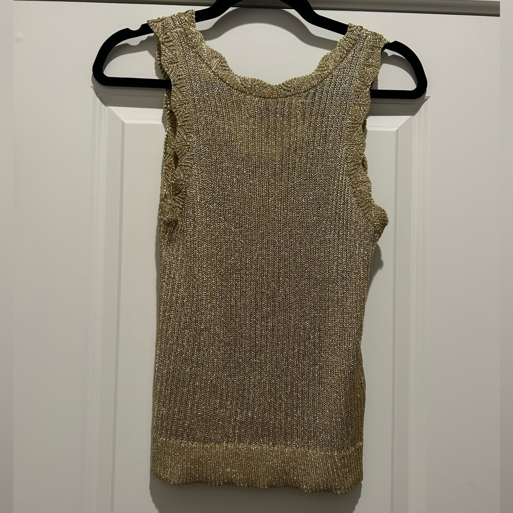 LOFT Shimmer Ribbed Sweater Tank Top Sz Medium - Picture 7 of 8